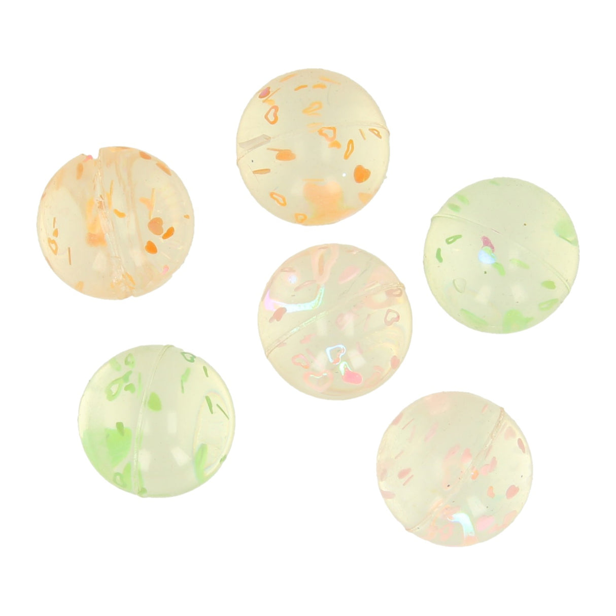 Hüpfbälle transparent gesprenkelt, 6 Stk