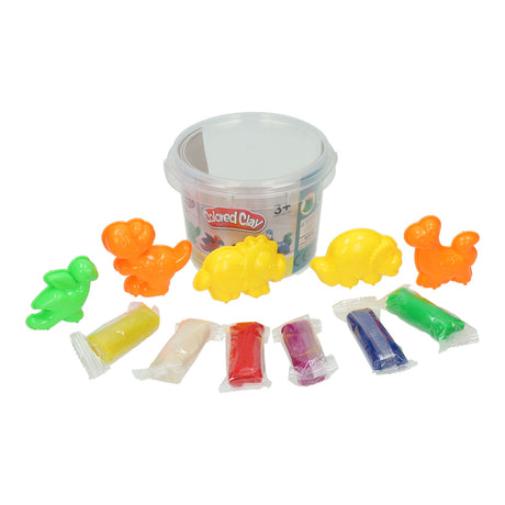 Lobbes kleiset in opbergbox dino vormen - 6 kleuren klei