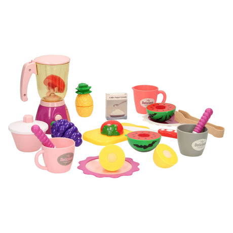 Saftladen-Spielzeugspielset mit Mixer – farbenfrohe Kinderküche.