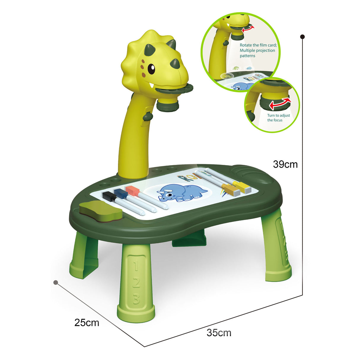 Zeichenprojektionstisch Dino, 34-tlg.