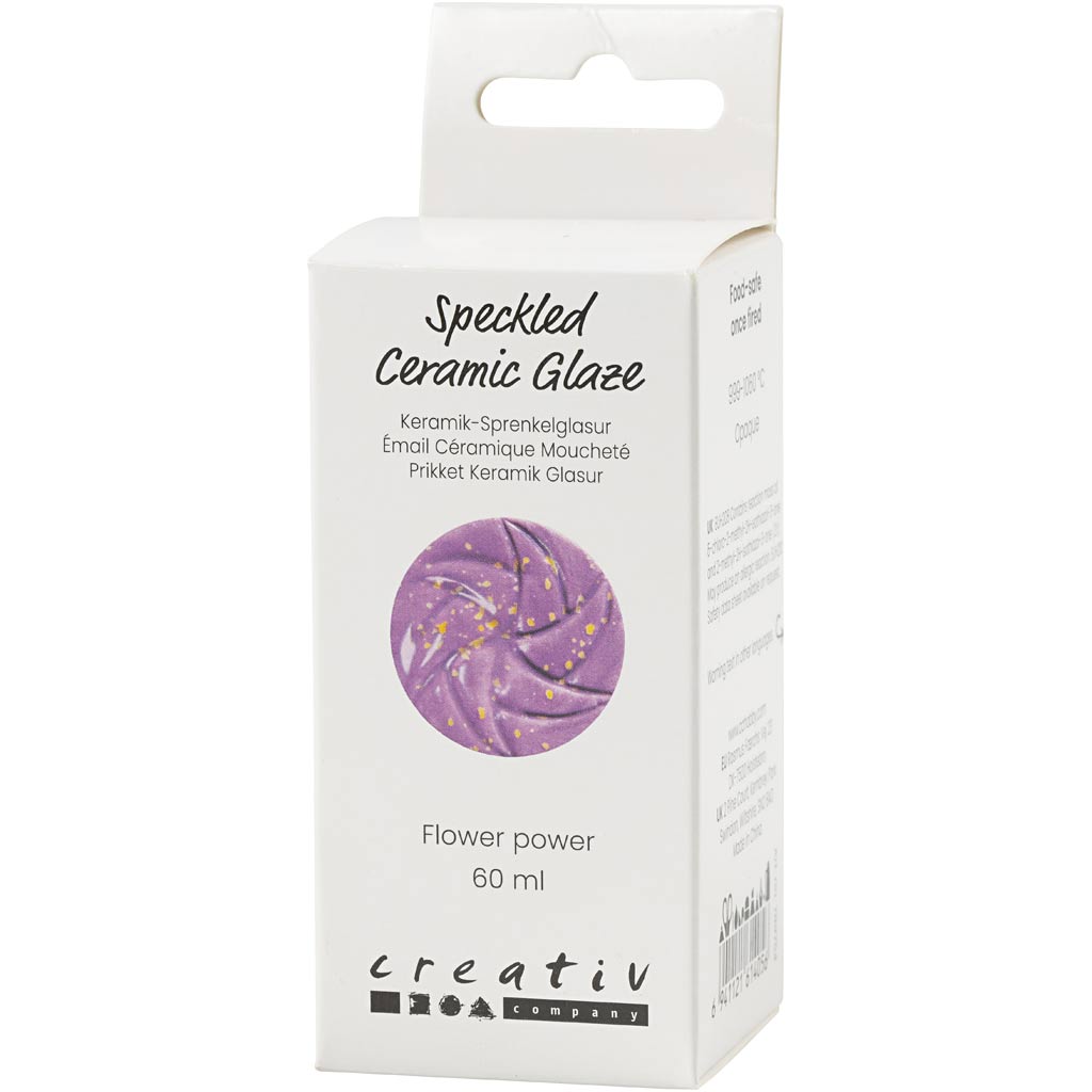 Creativ Company gesprenkelte Keramikglasur, 999-1060 °C, deckend, Flower Power, 60 ml 1 Flasche
