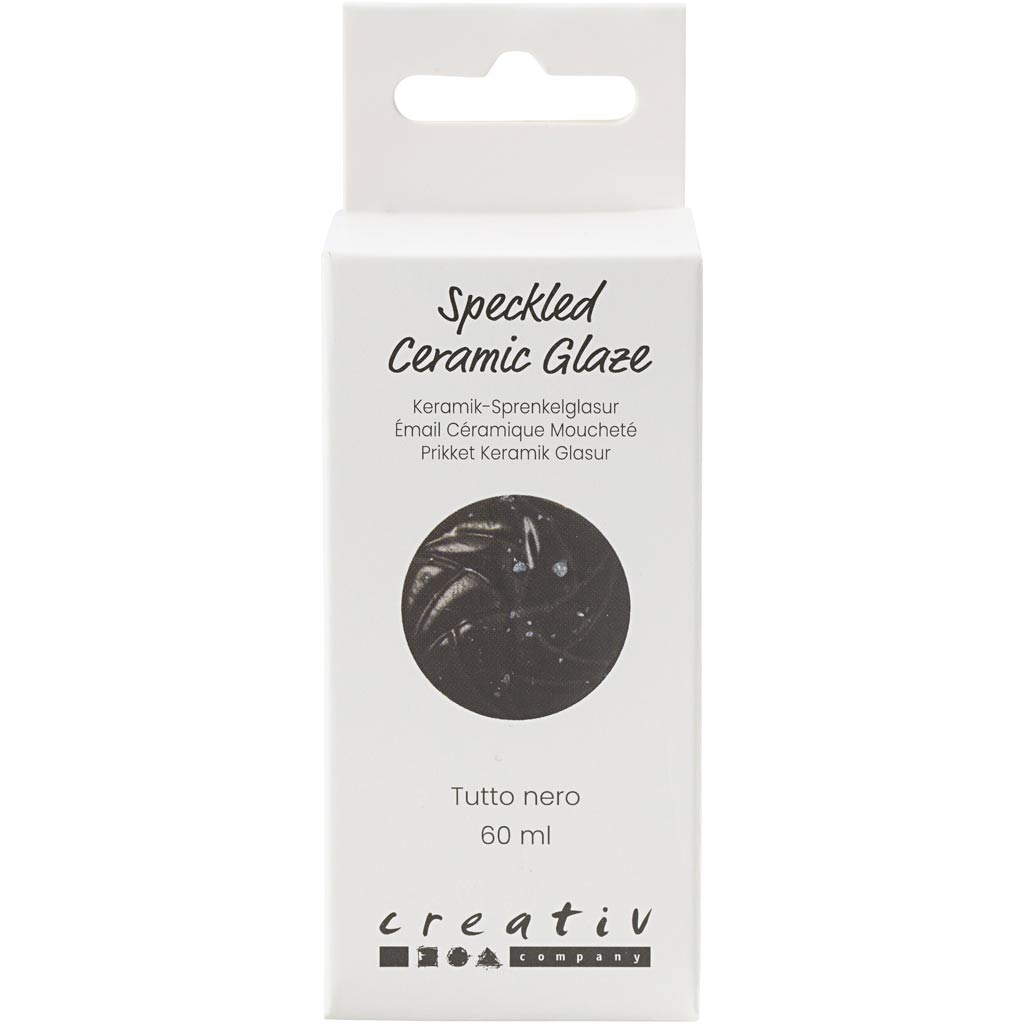 Creativ Company gesprenkelte Keramikglasur, 999-1060 °C, deckend, tutto nero, 60 ml 1 Flasche
