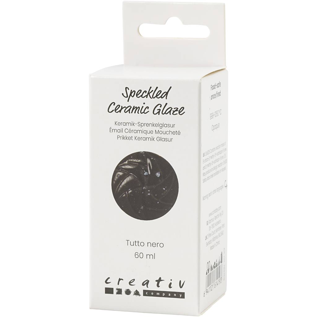Creativ Company gesprenkelte Keramikglasur, 999-1060 °C, deckend, tutto nero, 60 ml 1 Flasche