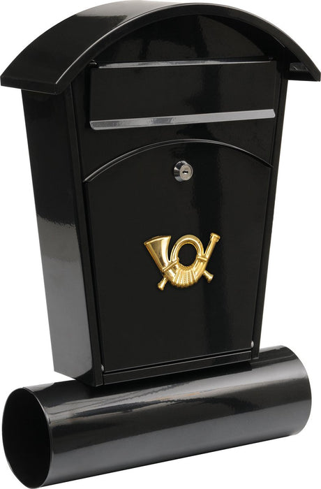 Vorel-Briefkasten mit Zeitungsrolle und 2 Schlüsseln – Schwarz – 480 x 280 x 80 mm
