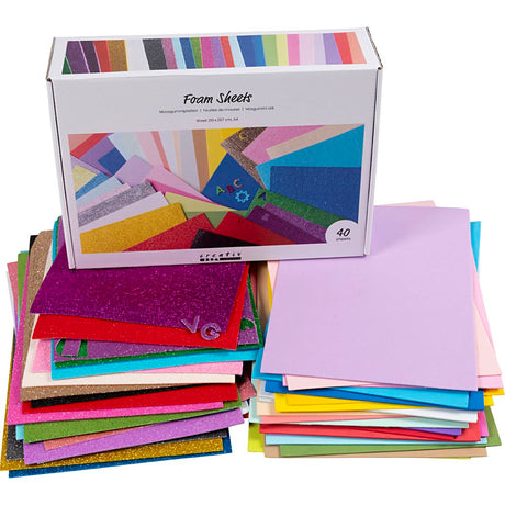 Creativ Company Schaumstoffplatten, A4, Blatt 210x297 cm, verschiedene Farben, 40 Blatt 1 Karton