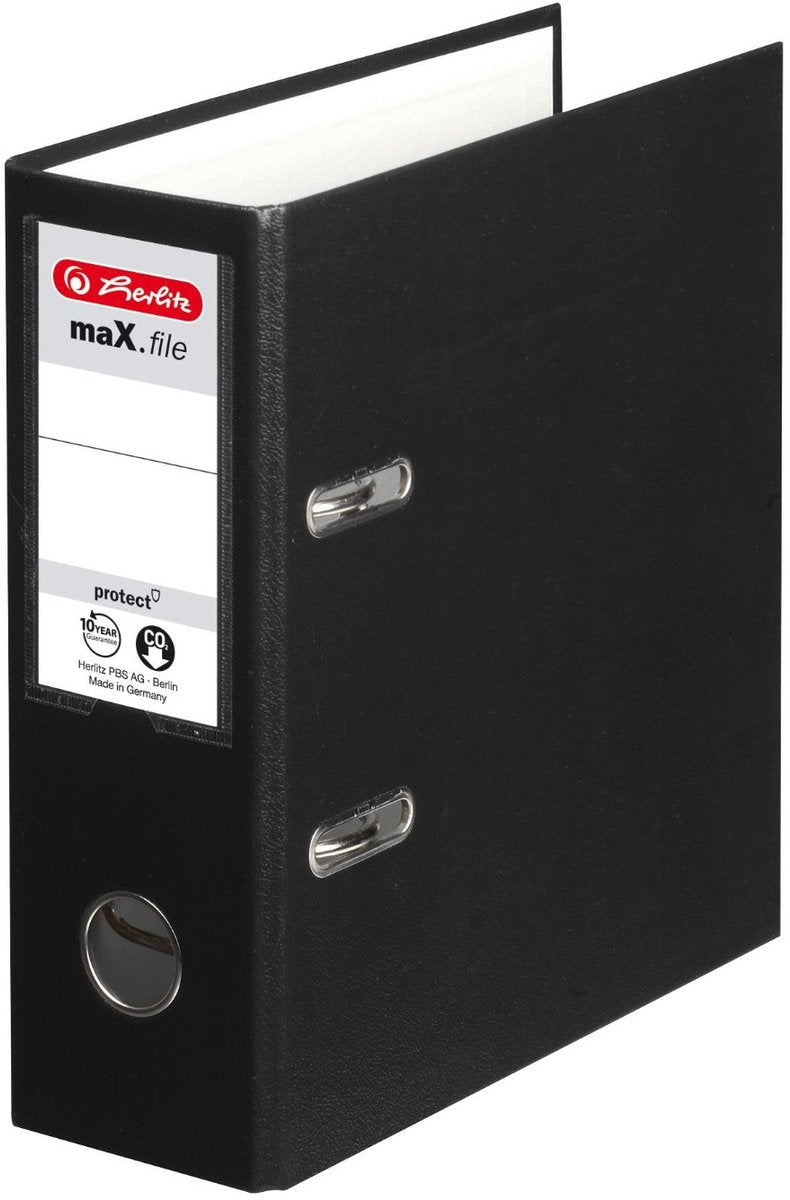 Herlitz Ordner Max.File Protect A5, 8 cm, schwarzer PP-Folieneinband
