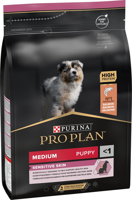 Pro Plan Puppy Medium Sensitive Skin – Trockenfutter für Hunde – Lachs – 3 kg