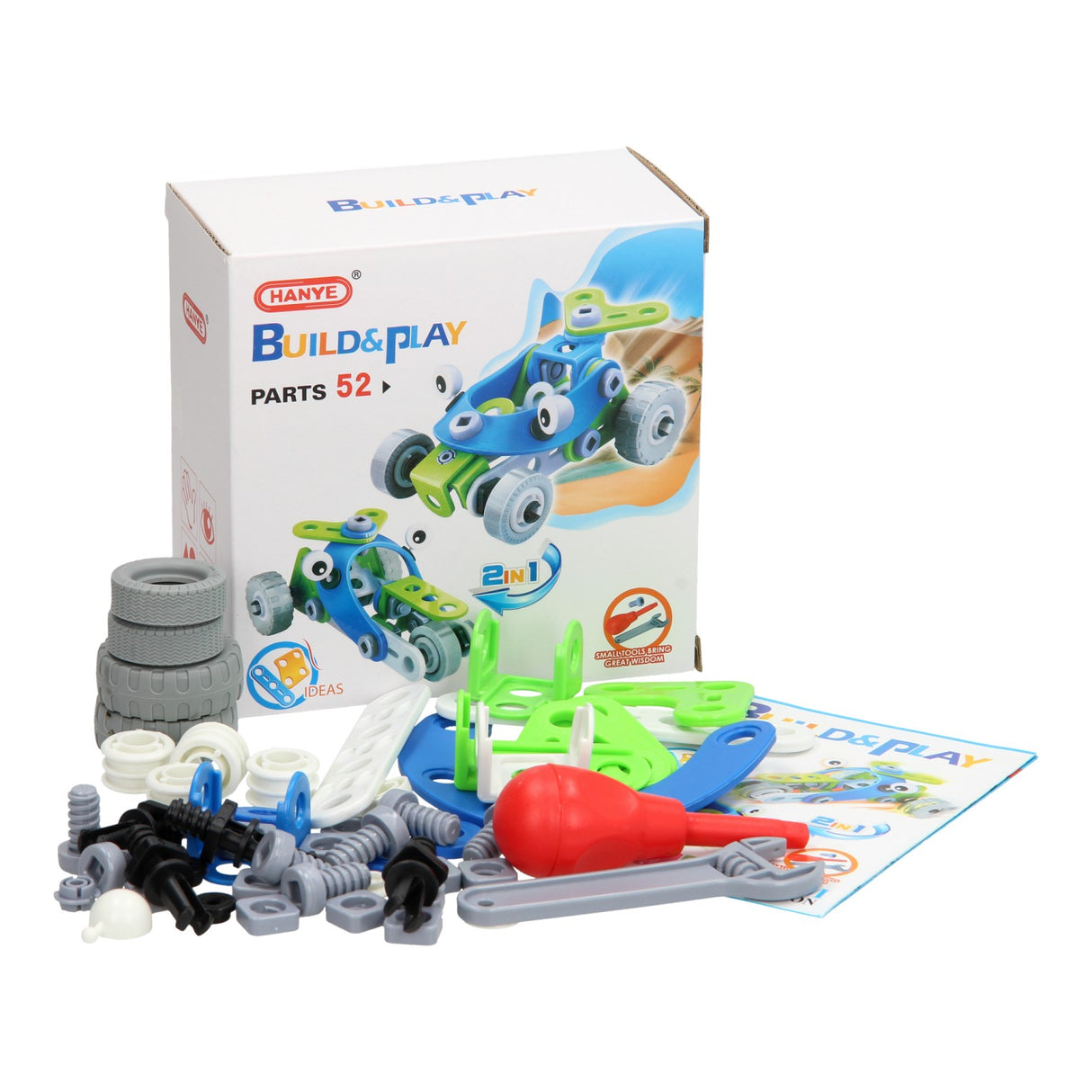 Bau- und Spielset Rennwagen 2in1, 52 Teile.