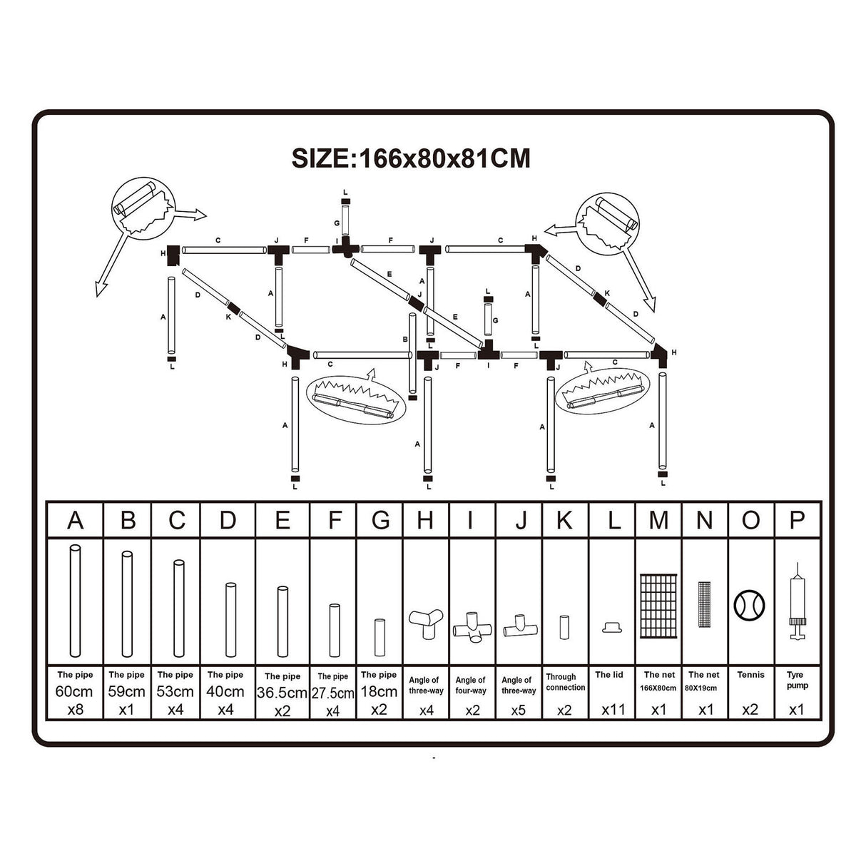 Ensemble de tennis de table rebondissant