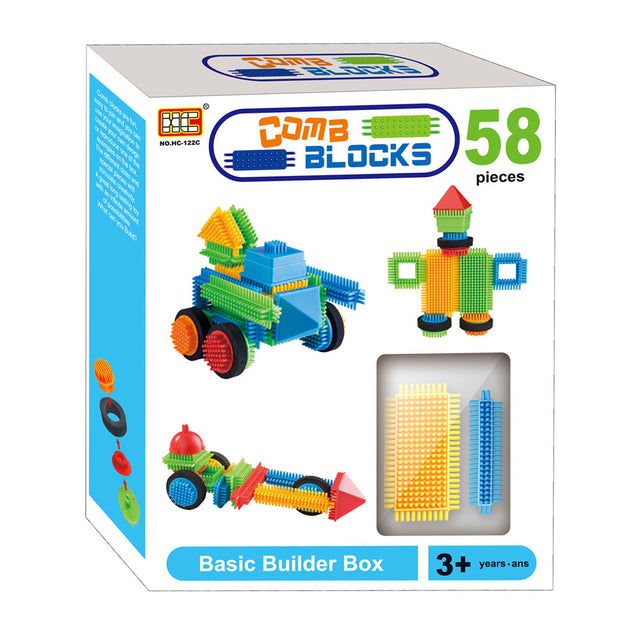 Lobbes Toys z. B. Lobbes Bausteine ​​Borsten-Set – buntes Konstruktionsspielzeug 58-teilig.