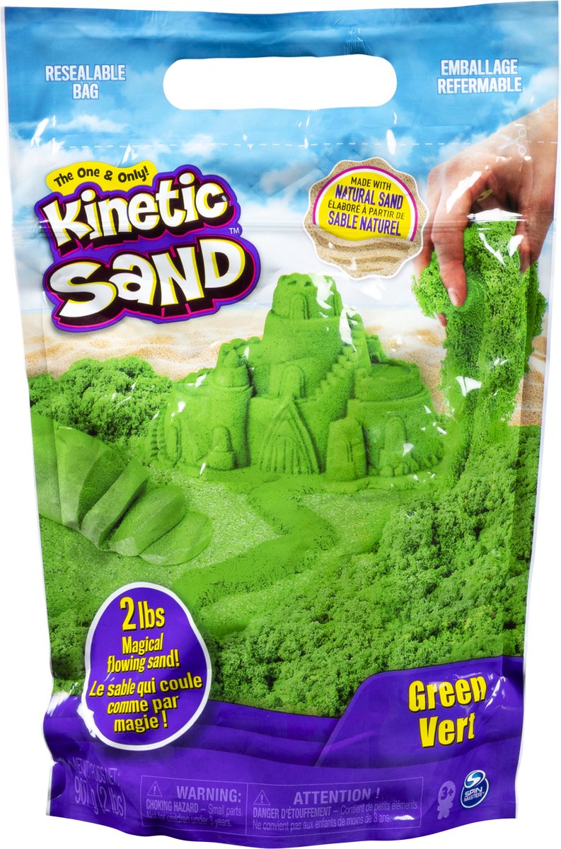 Kinetischer Sand – Spielsand zum Mischen, Kneten und Gestalten – 907 g original – grün – sensorisches Spielzeug