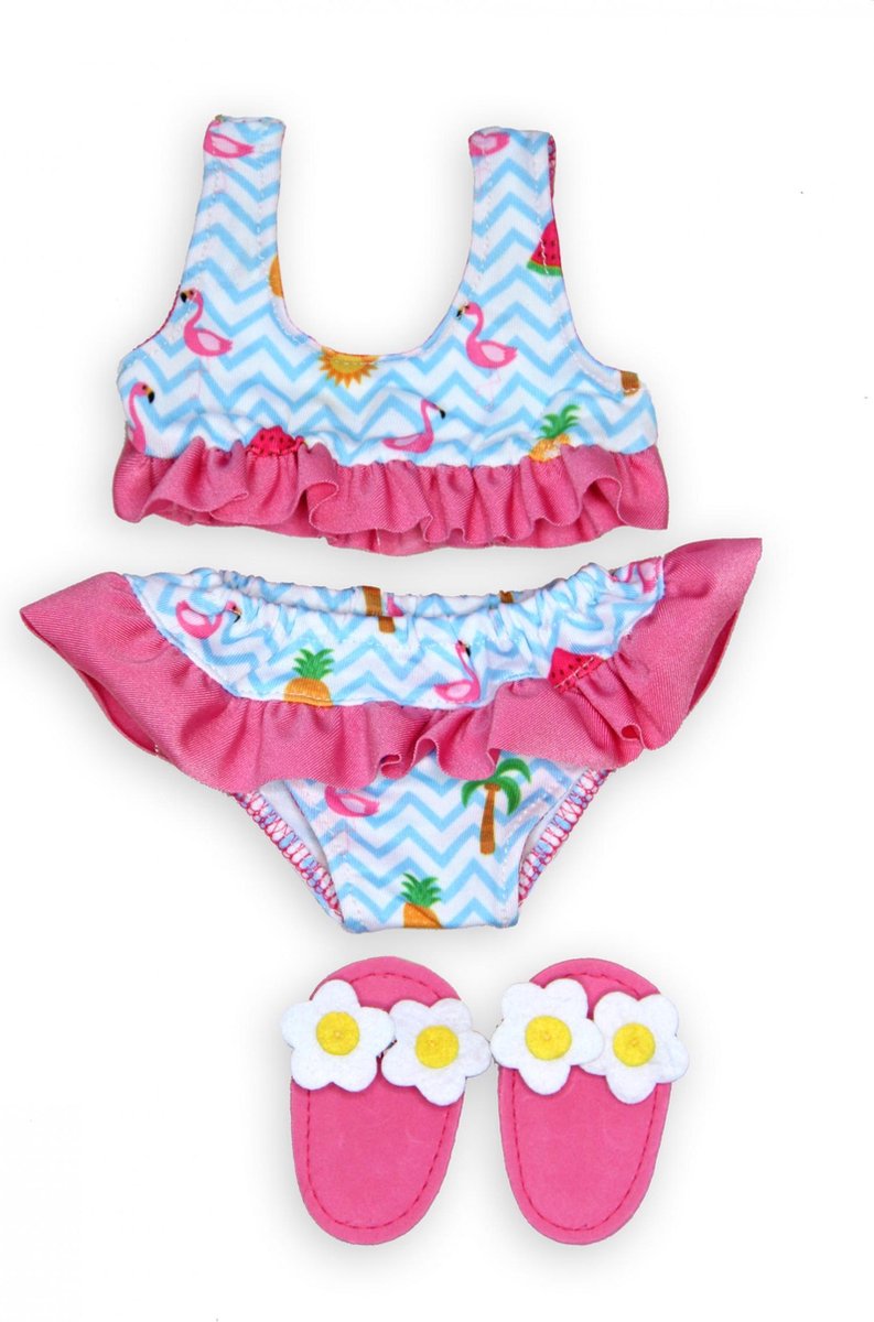 Heless Puppenbikini mit Flamingo-Slippern, 35-45 cm