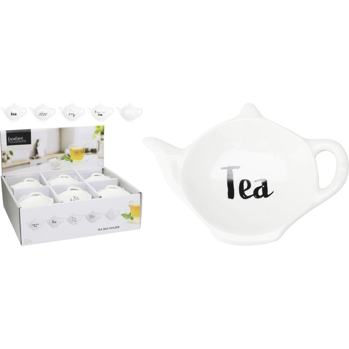 Excellent Houseware Teebeutelhalter 4-fach sortiert | 4 Stück