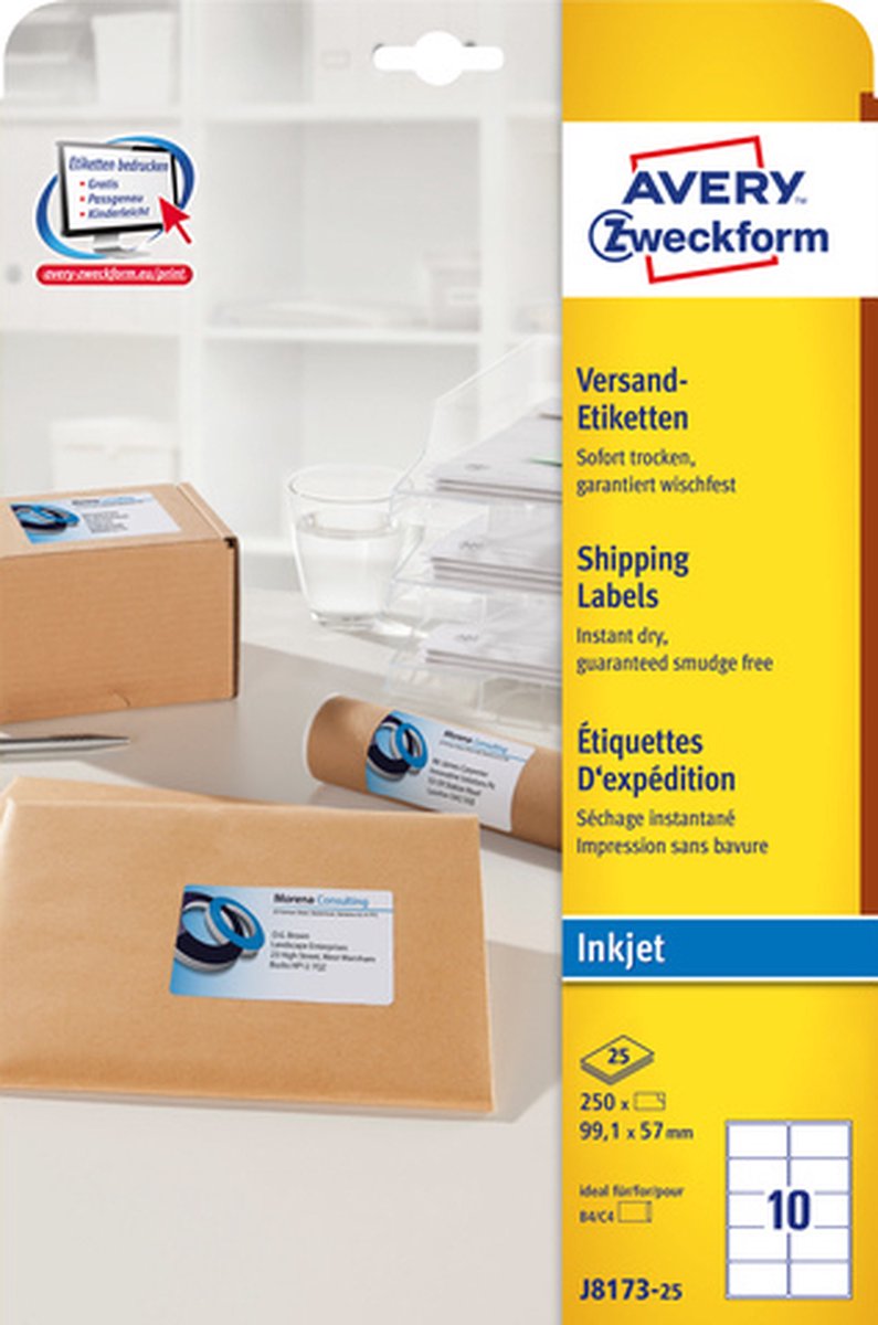 Adressetiketten ohne Marke Avery J8173-25 ohne Marke