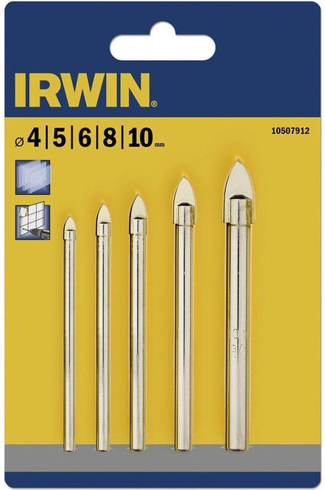 Irwin - Bohrerset für Glas und Fliesen - 5-teilig - 4, 5, 6, 8, 10 mm