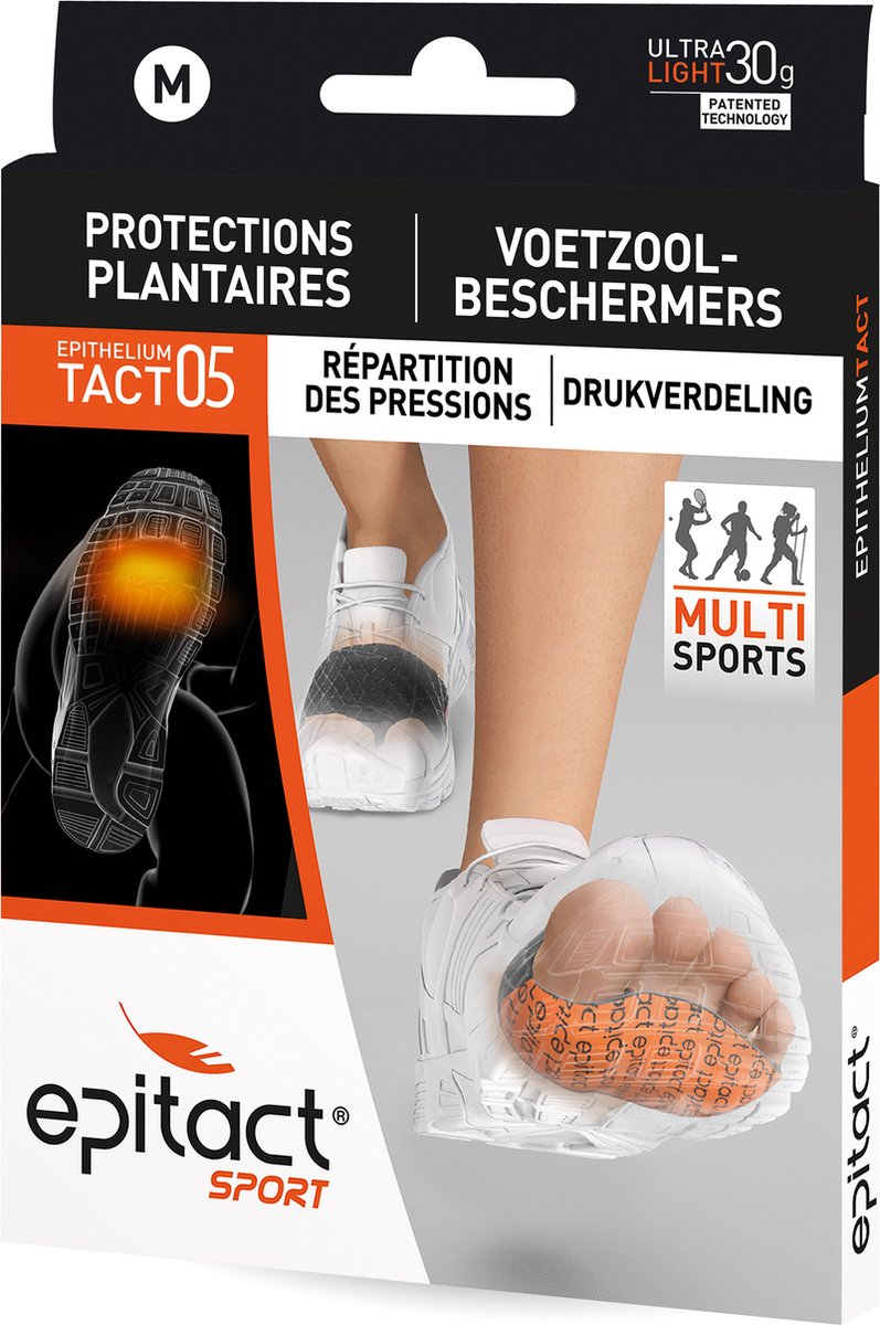 Epitact sport - voetzoolkussentjes - maat m - voor voorvoetpijn en wrijving - tijdens sporten