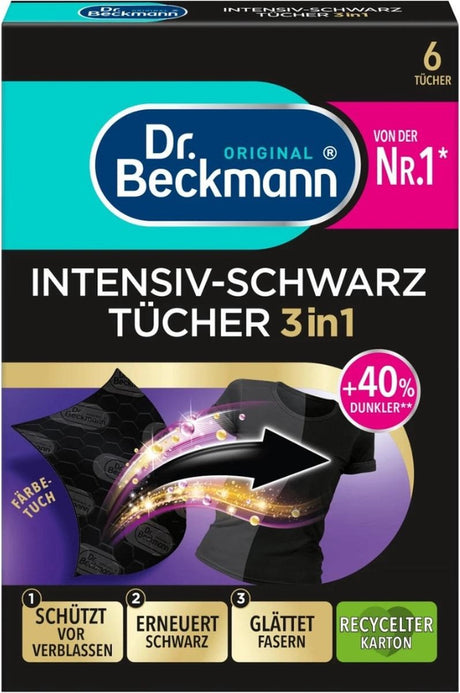 Dr. Beckmann - Farbpflege - Intensivschwarz 2 in 1 - Dunkle Wäsche - 6 Tücher