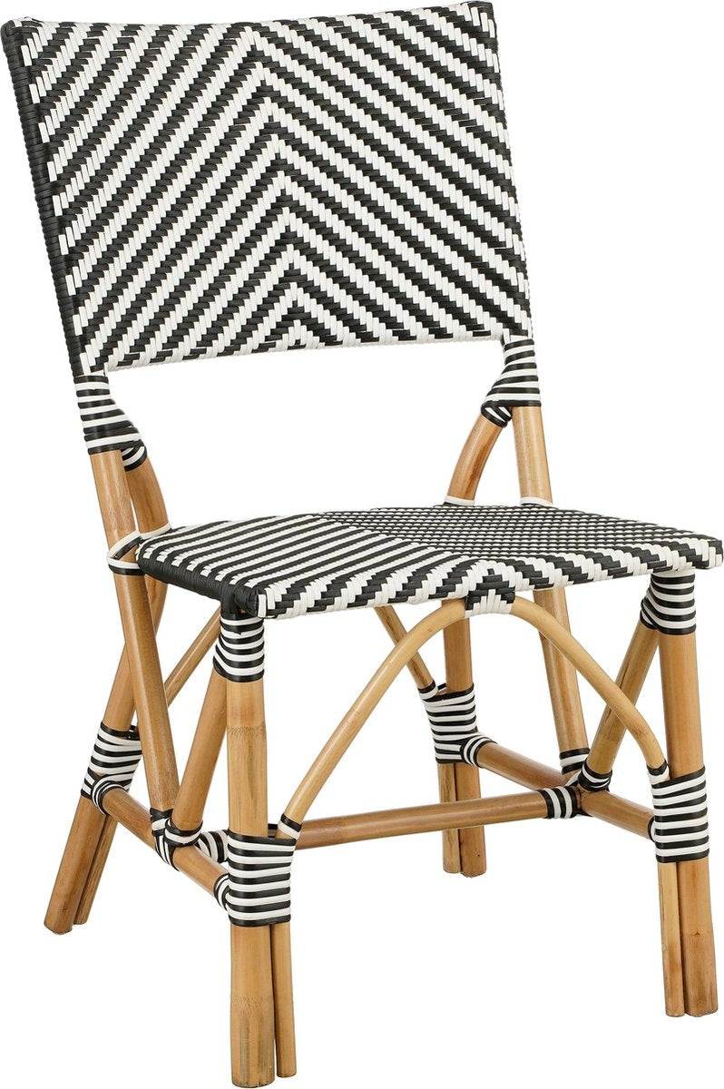 Mica decorations mandox bistrostoel - l45,5 x b57 x h89 cm - rotan - zwart, wit