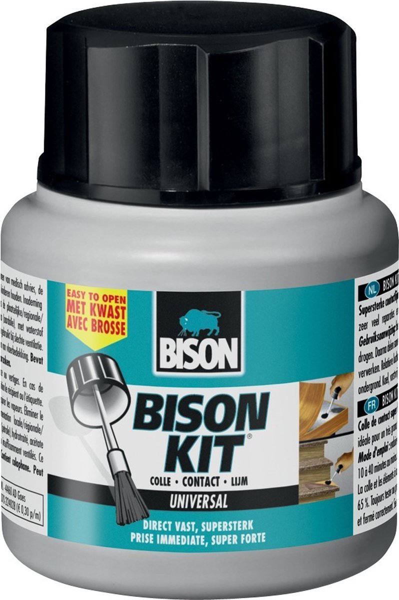 Bison Kit® mit Pinselflasche 400 ml, superstark, Kontaktkleber, Reparaturen, temperaturbeständig von -40°C bis +70°C.