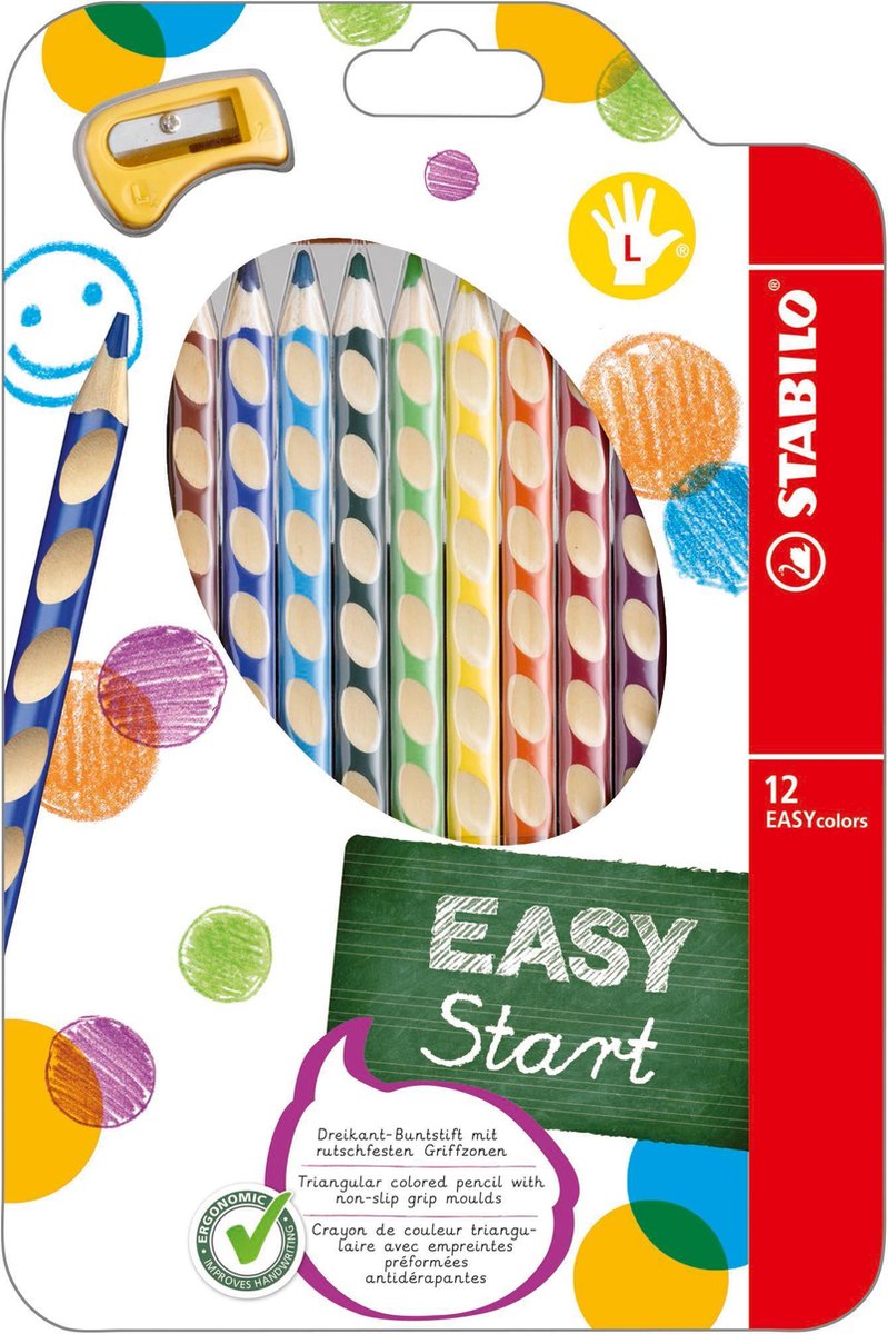 Stabilo EasyColors Colored Bleistifte links - 12 Stcs. + Bleistiftschärfer