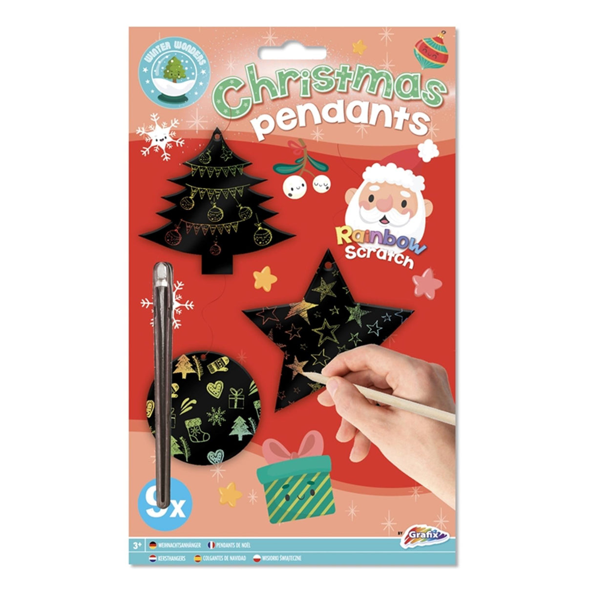 Grafix xmas Weihnachtsanhänger Regenbogen, 9 Stk.