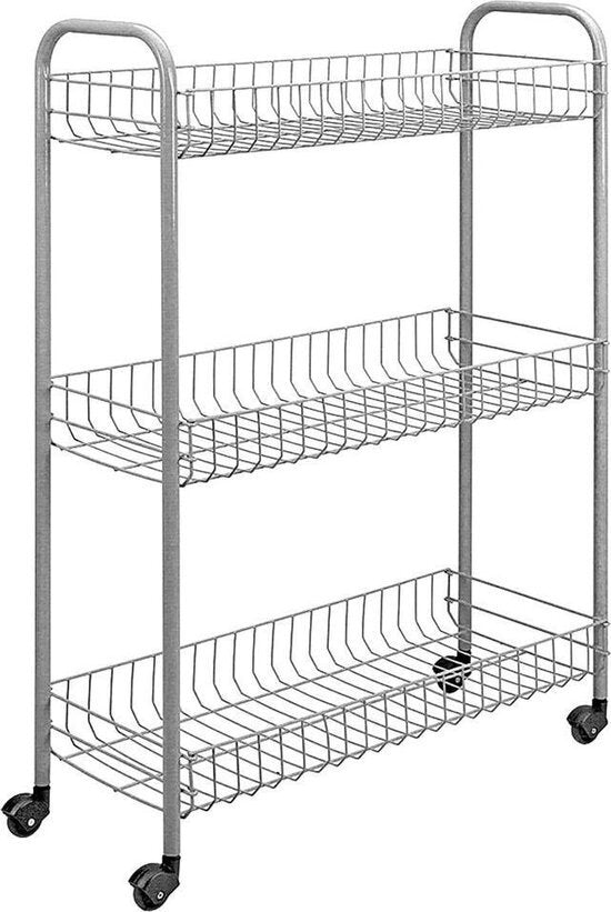 Metaltex badeværelse- køkkenvogn slank 84x56 cm stål sølv