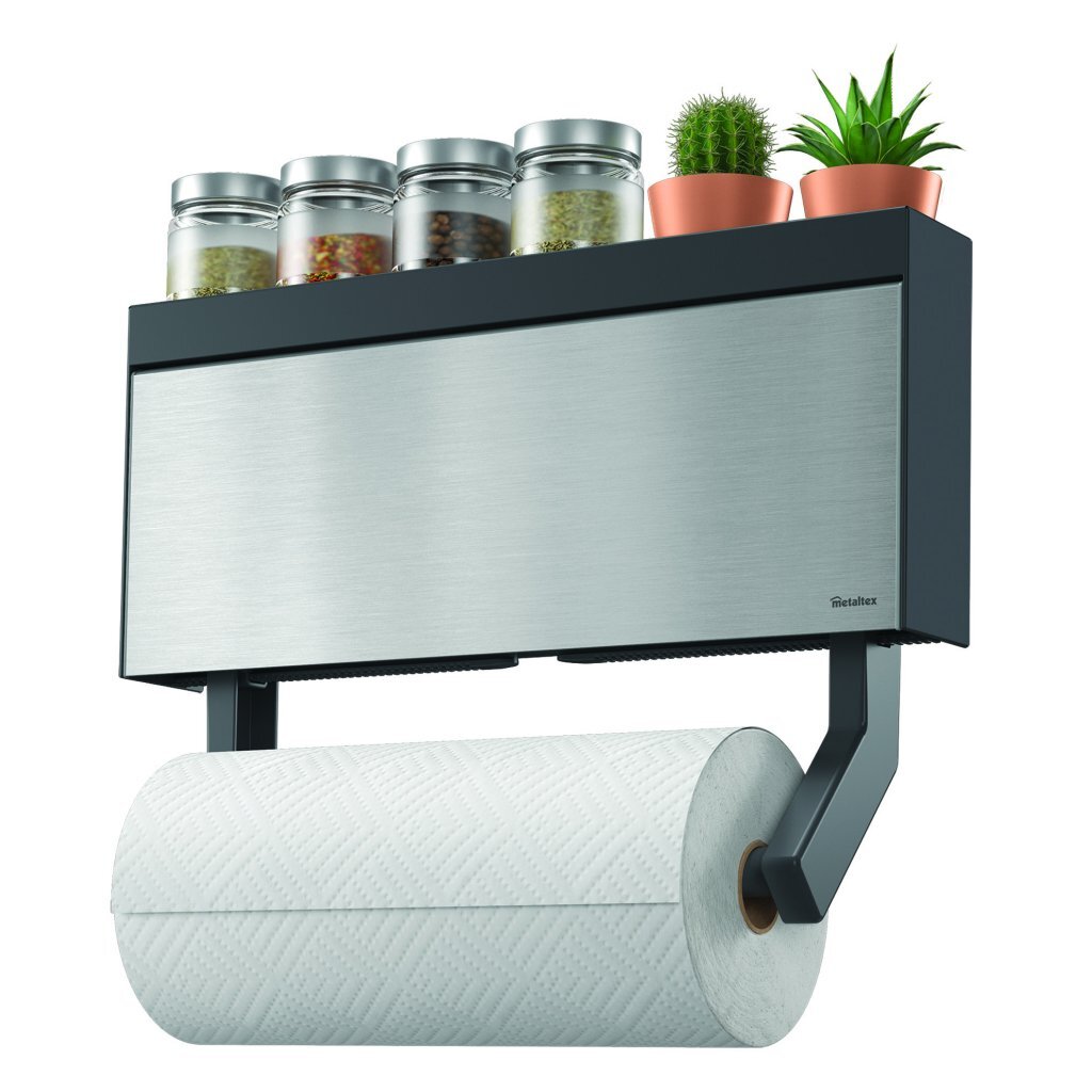 Metaltex Kitchen Helpers Tango kitchen roll holder with cutting aid 38x6x17 cm stainless steel gray