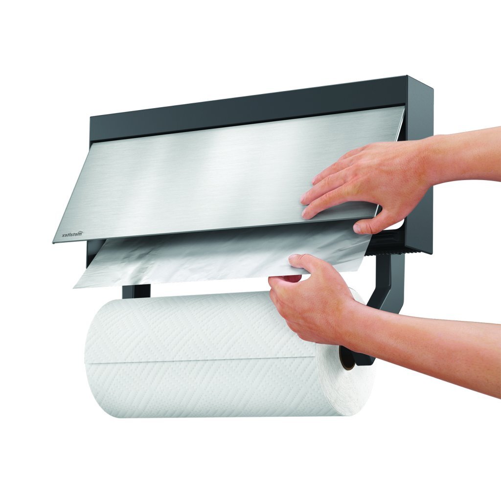 Metaltex Küchenhelfer Tango Küchenrollenhalter mit Schneidehilfe 38x6x17 cm Edelstahl grau