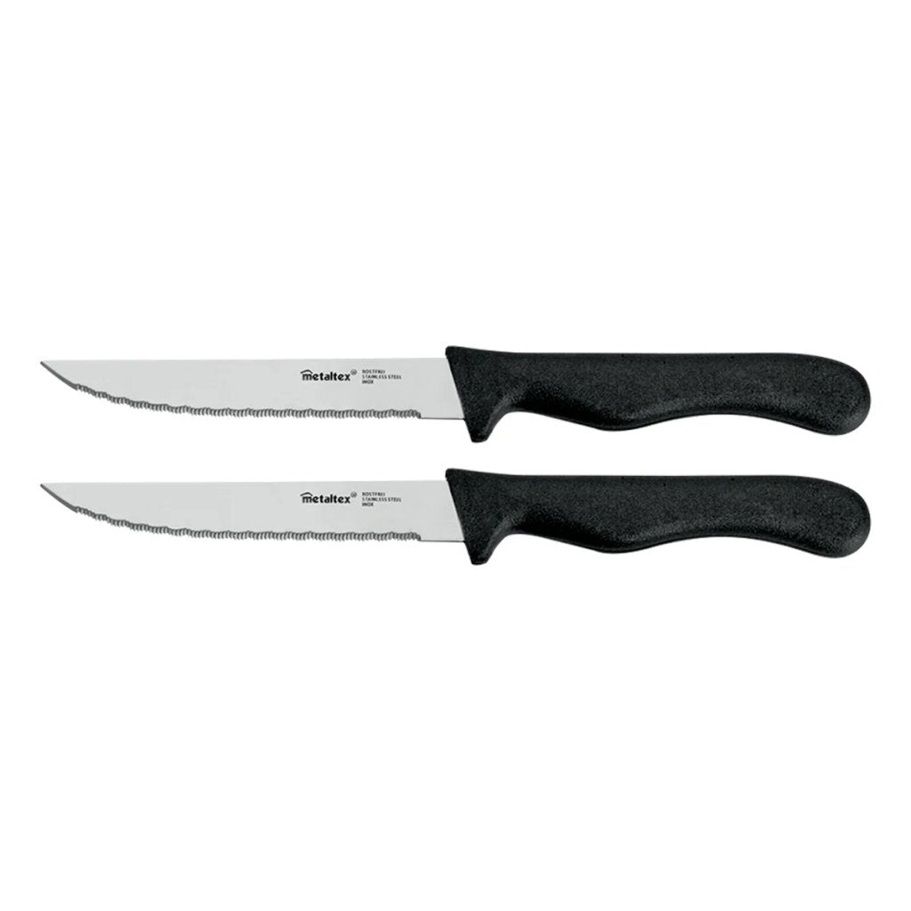 Metaltex Basic Line Steakmesser 2 Stück Edelstahl schwarz