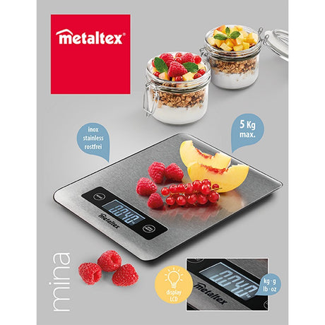 Metaltex Küchenhelfer Mina digitale Küchenwaage aus Edelstahl