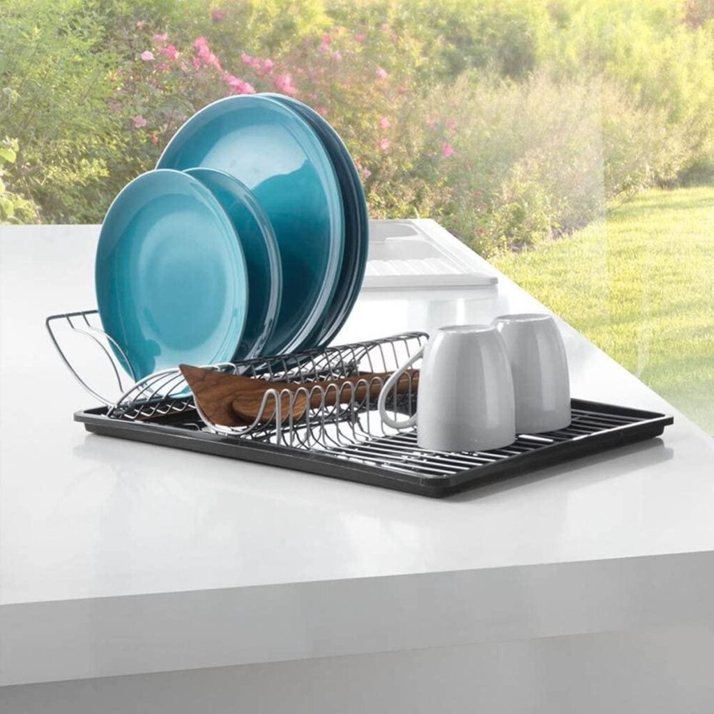 Metaltex Abtropfgestell Wingtex 51x31 cm Anthrazit Silber 2-teilig