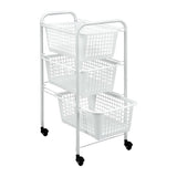 Metaltex storage rack with wheels + 3 baskets 30x38x68 cm white