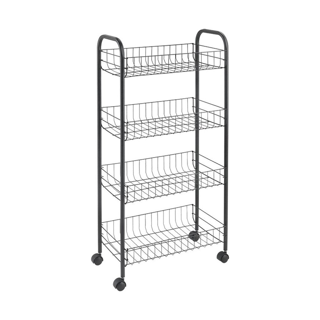 Metaltex Ascona Trolly s koly + 4 koše 41x23x84 cm Matte Black Metal