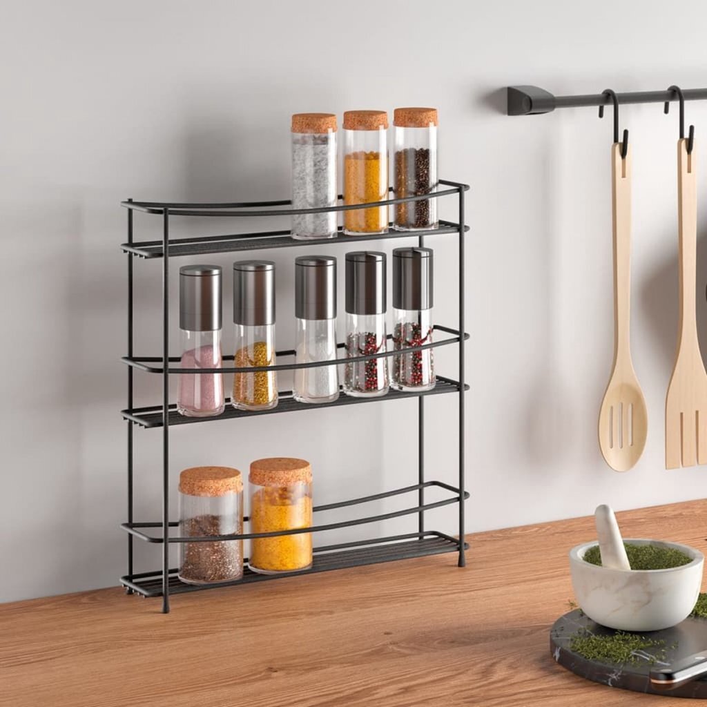 Metaltex Kumino Kräuter Rack 3 Etagen Matt Black Metal