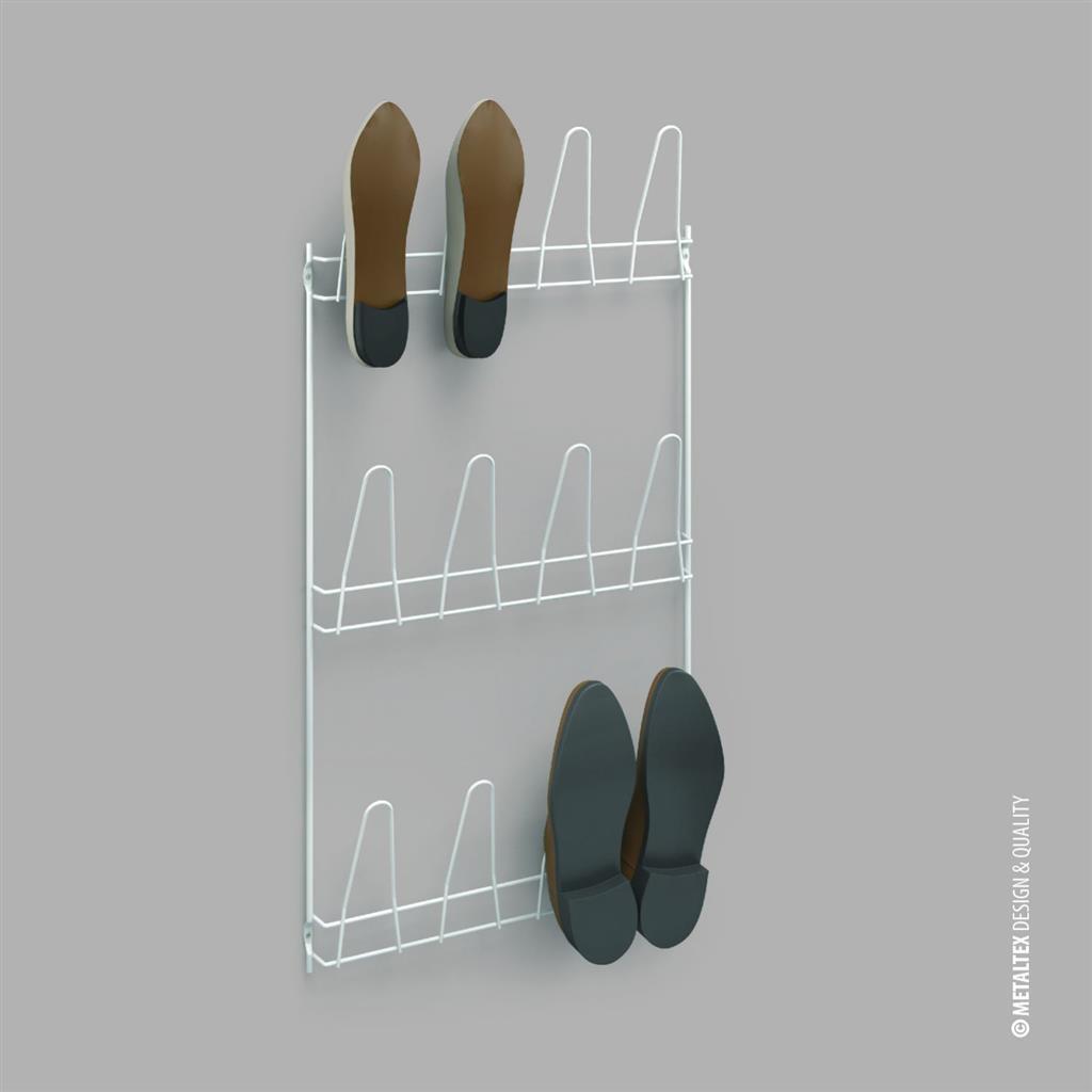 Metaltex Wall Shoe Rack Penny 6 par sko 41x77 cm hvid