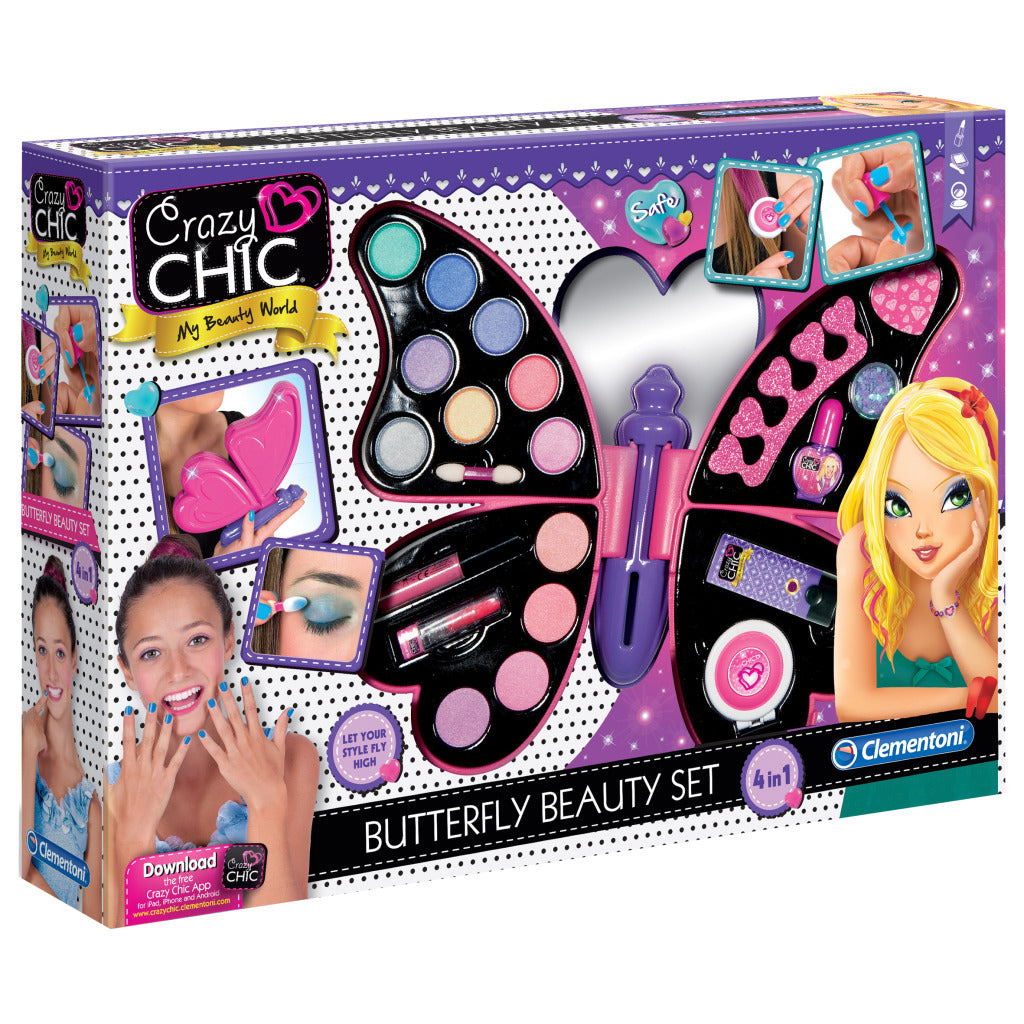 Clementoni crazy chic butterfly beautyset make-up koffer