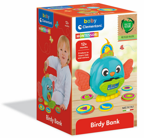 Clementoni Vogelbabybank mit Münzen, 9 Stück.