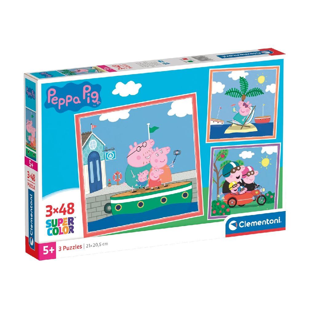 Clementoni Jigsaw Puzzle Superfarbe quadratisches Peppa -Schwein, 3x48st.