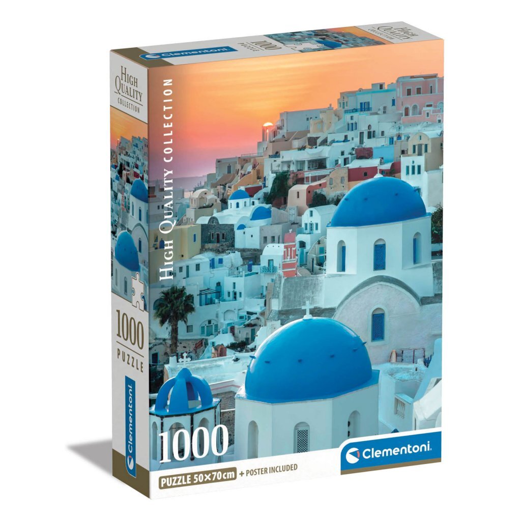 Clementoni Collection Puzzle i høj kvalitet + plakat Santorini 1000 stykker