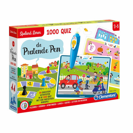 Clementoni beim Spielen von Learn 1000 Quiz mit dem sprechenden Stift