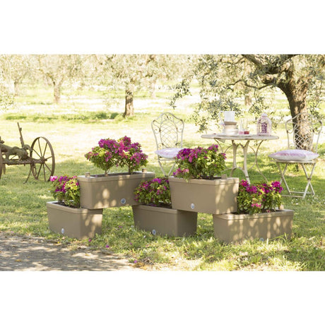 Bama Brick verbindbare Pflanzgefäße 75l 59x23x27 cm 5 Stück Taupe