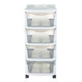 Bama Insieme Schubladensystem mit Rollen 4 Schubladen 36x40x80 cm weiß transparent