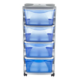 Bama Insieme Schubladensystem mit Rollen 4 Schubladen 36x40x80 cm silberblau transparent