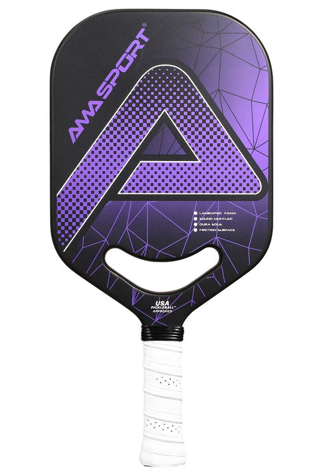 Ama Sport Pickleball-Paddel PP001-C1P Lila Schwarz – Graphitoberfläche – 20 mm Kern – Aero-Duraedge CX geschmiedeter Griff –