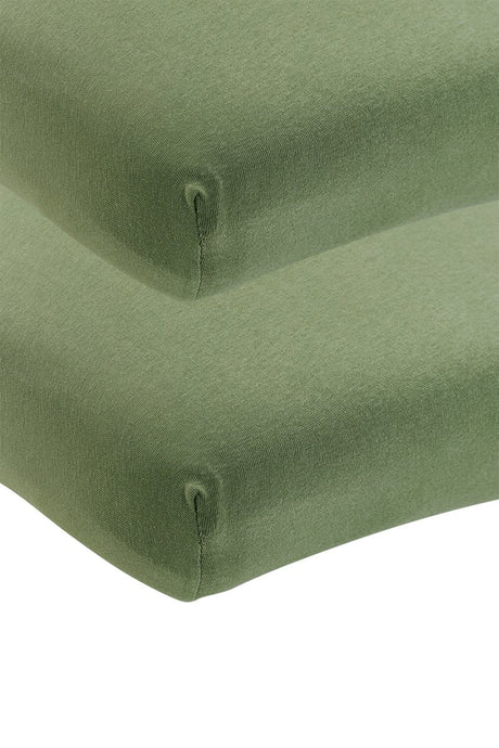 Meyco Baby Uni Spannbettlaken Juniorbett - 2er-Pack - Jersey - Olivgrün - 70x140 150cm