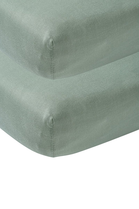 Meyco Baby Uni Spannbettlaken Juniorbett – 2er-Pack – Steingrün – 70 x 140 x 150 cm