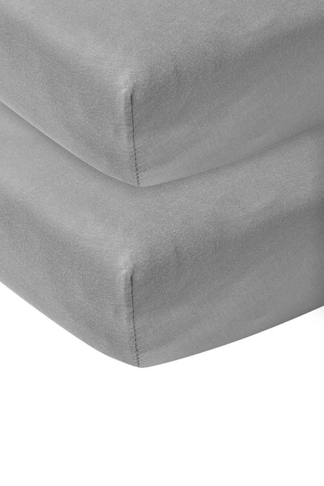 Meyco Baby Uni Spannbettlaken für Juniorbetten – 2er-Pack – grau – 70 x 140 x 150 cm