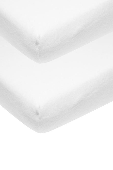 Meyco Baby-Molton-Stretch-Spannbettlaken – 2er-Pack – 50 x 90 cm – weiß