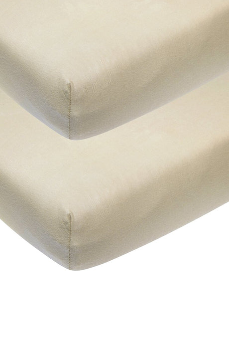 Meyco Baby Uni Spannbettlaken Beistellbett – 2er-Pack – Sand – 50 x 90 cm