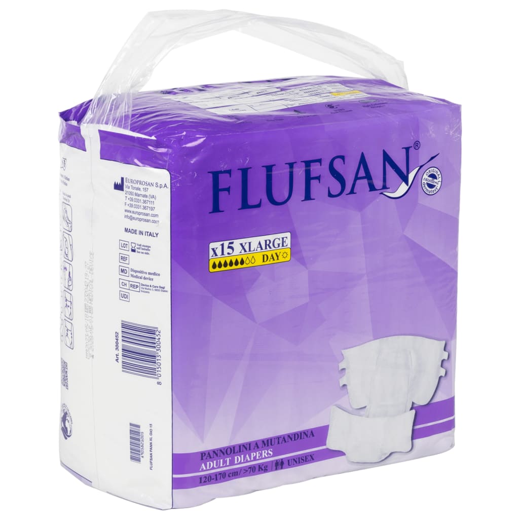 Vidaxl Flufsan Incontinentile Diaper 15 ST STØRRELSE XL